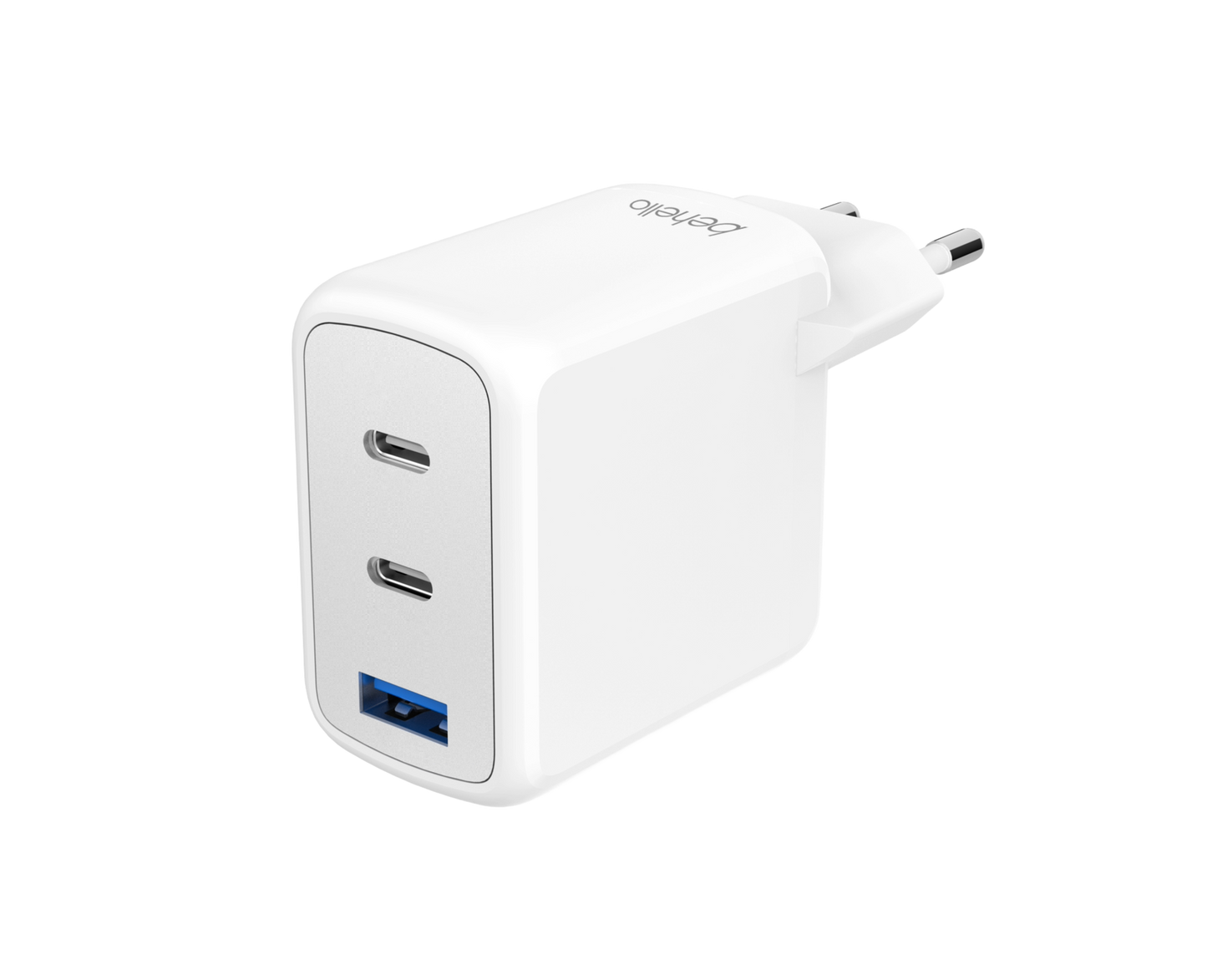 BeHello Oplader 65W GaN met 3 poorten (USB-C en USB-A) wit