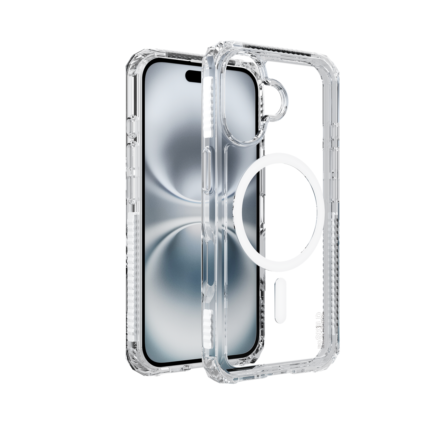 SoSkild iPhone 16 Defend heavy impact case met magnetische ring transparant