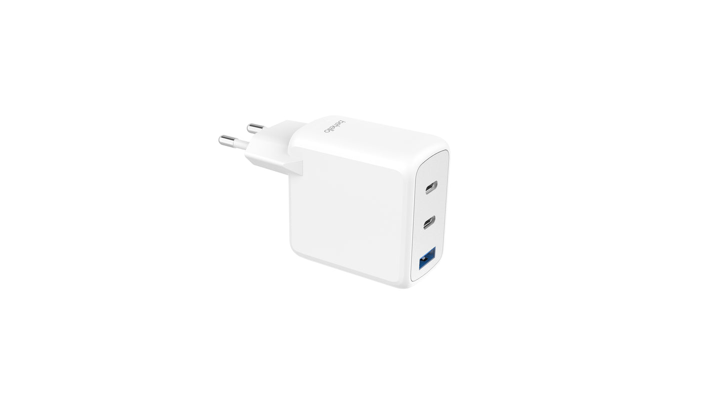 BeHello Oplader 65W GaN met 3 poorten (USB-C en USB-A) wit